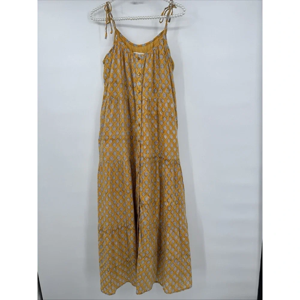 Emerson Fry India Collection Hand Block Printed Button Front Maxi Dress M/L??